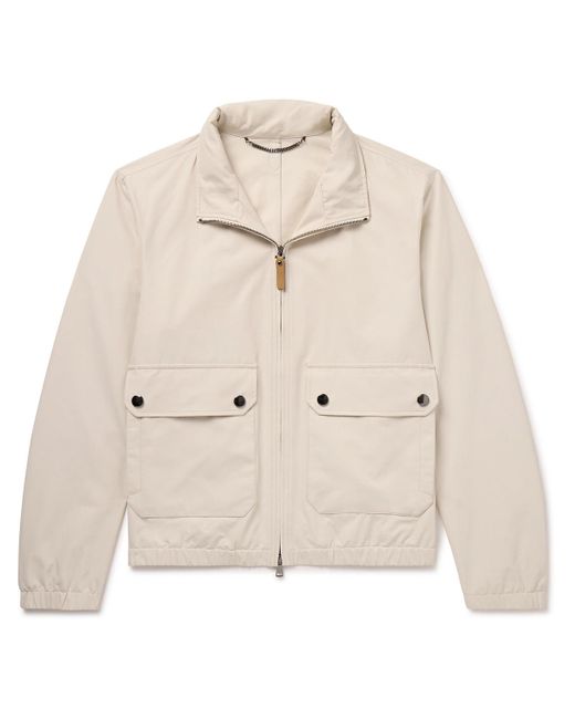 Canali Natural Cotton-blend Twill Hooded Bomber Jacket for men