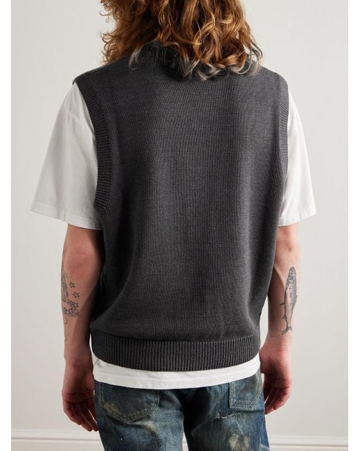 Neighborhood Gray Logo-embroidered Cotton-blend Sweater Vest for men