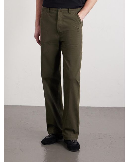 Dries Van Noten Green Straight-Leg Stretch-Cotton Twill Trousers for men