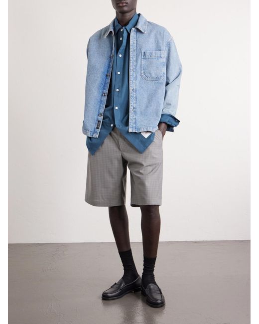 (w)taps Blue Checked Seersucker Shirt for men