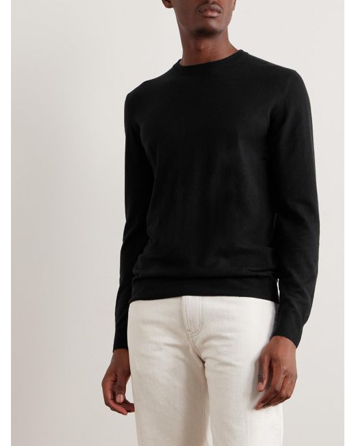 Loro Piana Black Girocollo Cashmere Sweater for men