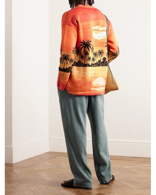 Alanui Orange Kerala Jacquard-knit Cardigan for men