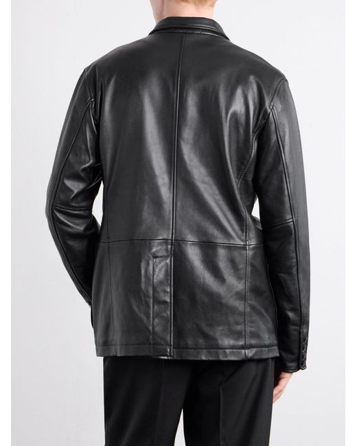 Golden Bear Black Notched Lapel Leather Blazer for men