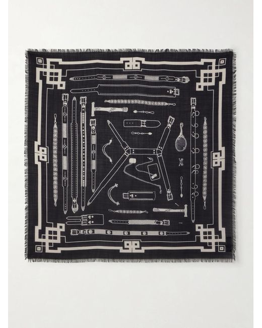 Enfants Riches Deprimes Black Printed Wool And Silk-blend Scarf for men