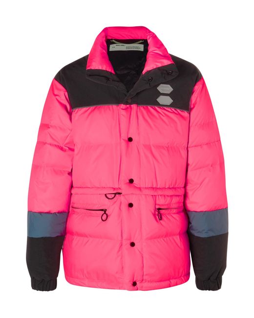 Off-White c/o Virgil Abloh Pink Colour-block Quilted Shell Down Jacket for men