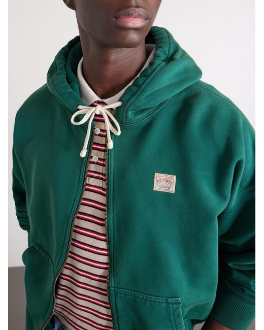 Polo Ralph Lauren Green Logo-Appliquéd Cotton-Jersey Zip-Up Hoodie for men