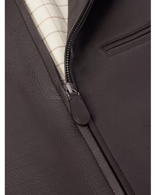 Loro Piana Gray Gail Full-Grain Leather Jacket for men