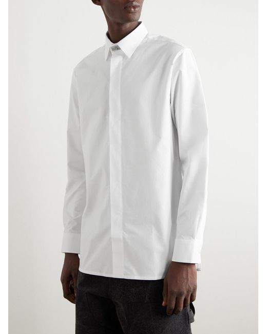 Logo-Embellished Cotton Oxford Shirt di Givenchy in White da Uomo