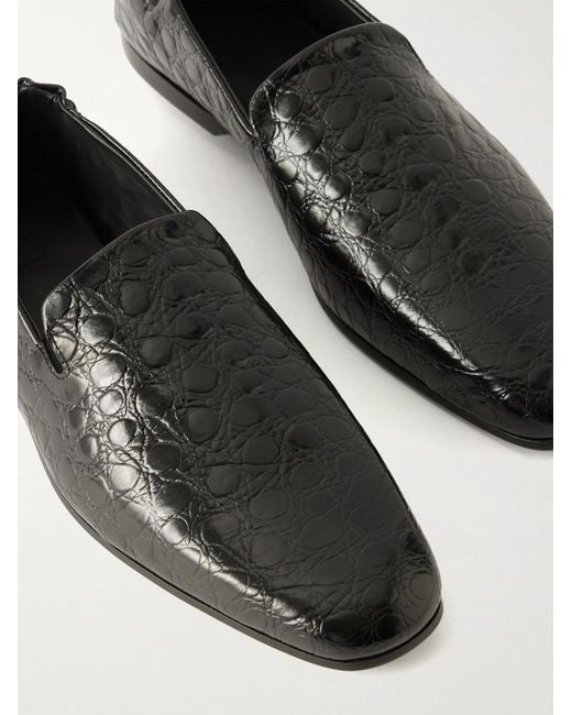 Totême Black Soft Croc-Effect Leather Loafers for men