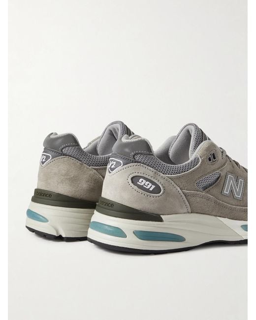 New Balance Gray 991v2 Suede And Mesh Sneakers for men