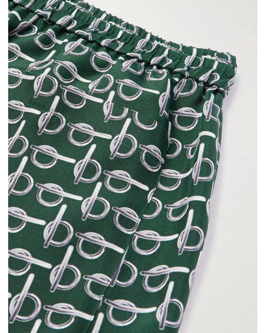 Shorts a gamba dritta in popeline di seta stampato di Burberry in Green da Uomo