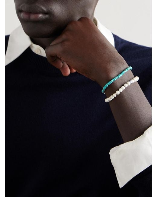 Mikia White Circle 8 Sterling And Magnesite Bracelet for men