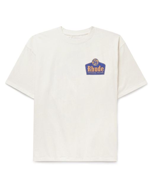 Rhude White Logo-print Cotton-jersey T-shirt for men