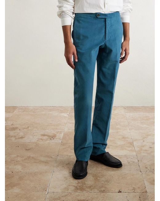Sid Mashburn Blue Juniper Stretch Cotton-Moleskin Trousers for men