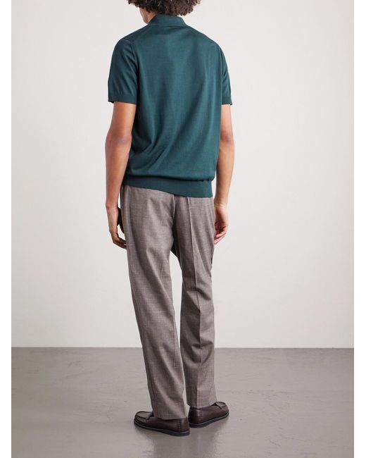 Dunhill Blue Slim-fit Cotton And Mulberry Silk-blend Polo Shirt for men