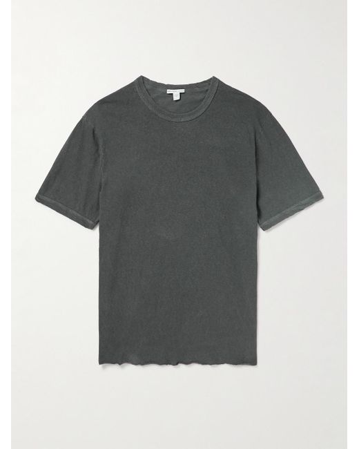 T-shirt in jersey di cotone fiammato tinta in capo di James Perse in Gray da Uomo