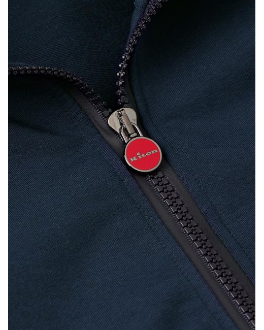 Kiton Blue Cotton-blend Jersey Zip-up Cardigan for men