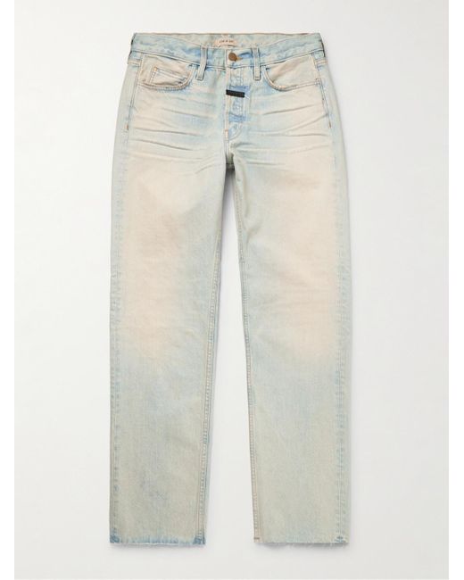 Fear Of God White Straight-leg Distressed Logo-appliquéd Jeans for men