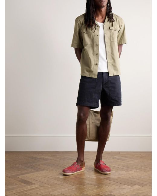 Camicia in twill di cotone con colletto convertibile di Alex Mill in Natural da Uomo
