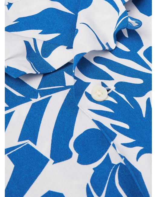 Polo Ralph Lauren Blue Convertible-collar Printed Satin Shirt for men