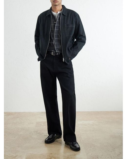 Folk Black Cotton-Twill Zip-Up Overshirt for men