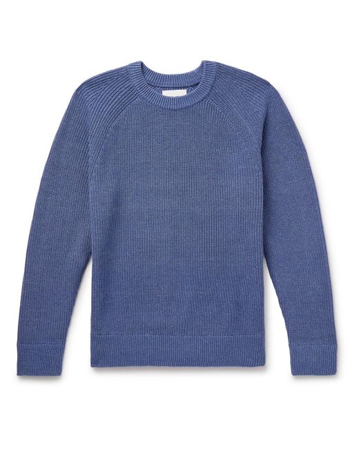 NN07 Blue Jacobo 6470 Ribbed Cotton Sweater for men