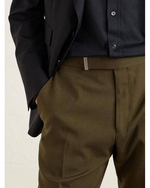 Tom Ford Green Atticus Straight-Leg Wool, Cashmere And Silk-Blend Canvas Suit Trousers for men