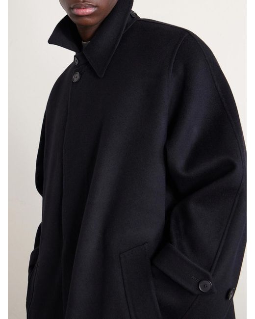 Auralee Blue Melton Wool Coat for men