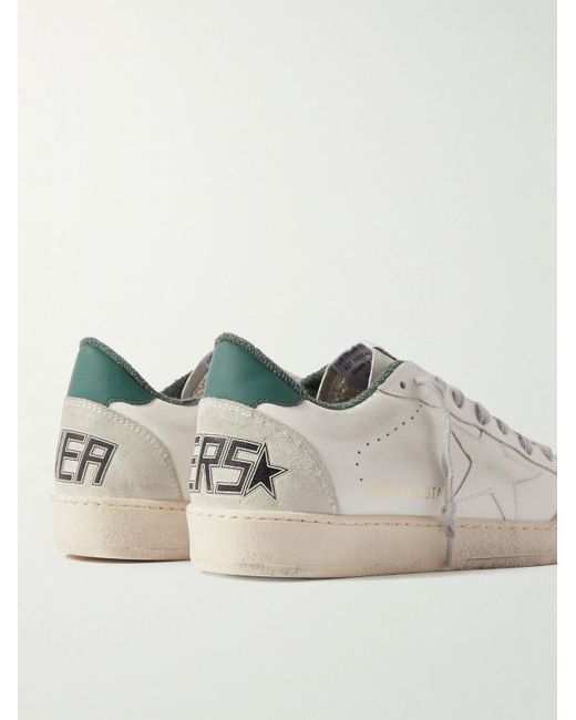 Golden Goose Deluxe Brand Natural Ball Star Distressed Suede-trimmed Leather Sneakers for men