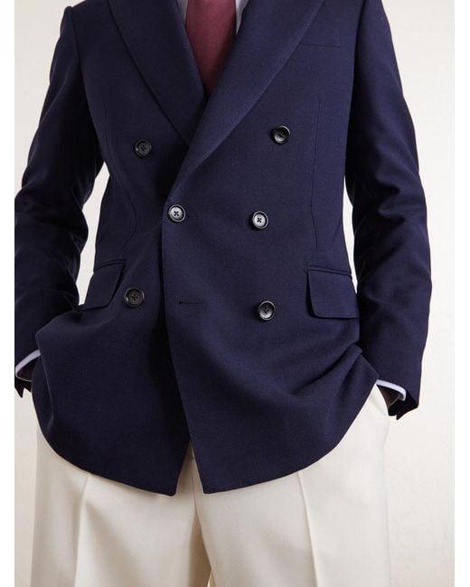 Tom Ford Blue Atticus Double-breasted Wool And Mohair-blend Blazer for men