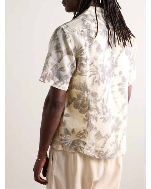 Camicia in cotone stampato con colletto aperto di Corridor NYC in Natural da Uomo