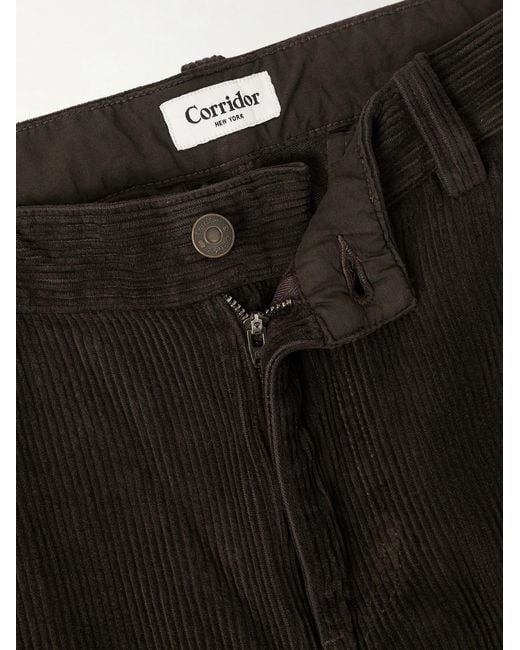 Corridor NYC Black Straight-Leg Cotton-Corduroy Trousers for men