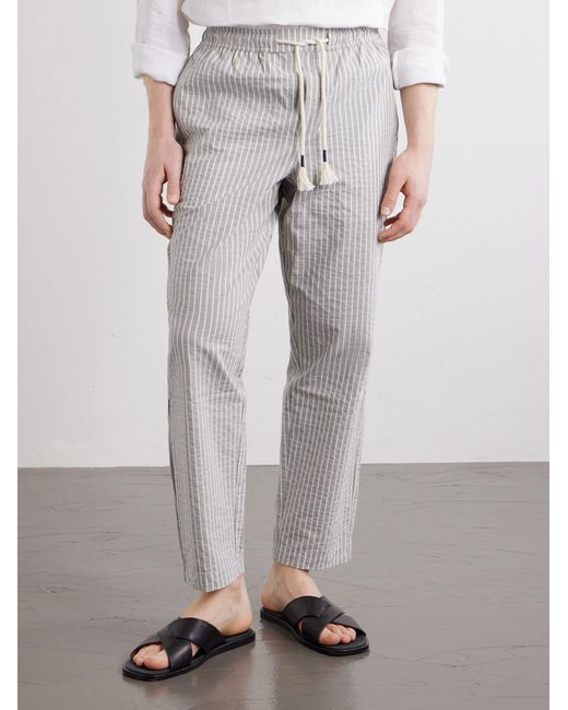 Orlebar Brown White Sonoran Straight-Leg Striped Cotton-Blend Seersucker Trousers for men