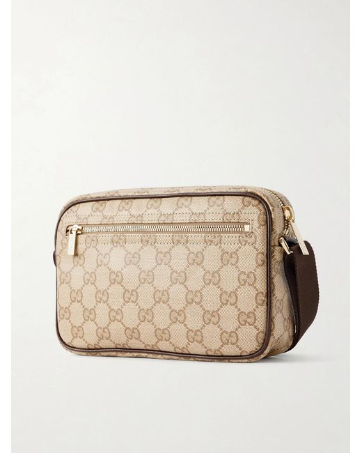 Gucci Natural GG Monogrammed Leather-trimmed Coated-canvas Messenger Bag for men