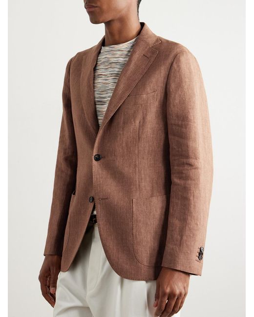 Slowear Brown Venezia 1951 Slim-Fit Garment-Dyed Linen Suit Jacket for men