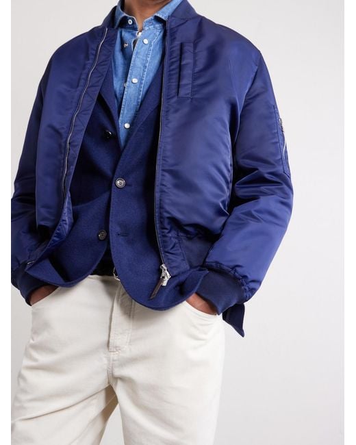 Brunello Cucinelli Blue Padded Shell Bomber Jacket for men