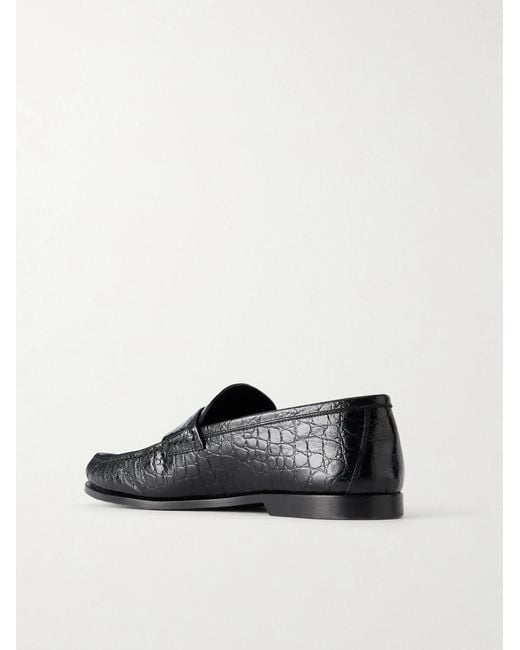 Totême  Black Croc-Effect Leather Loafers for men