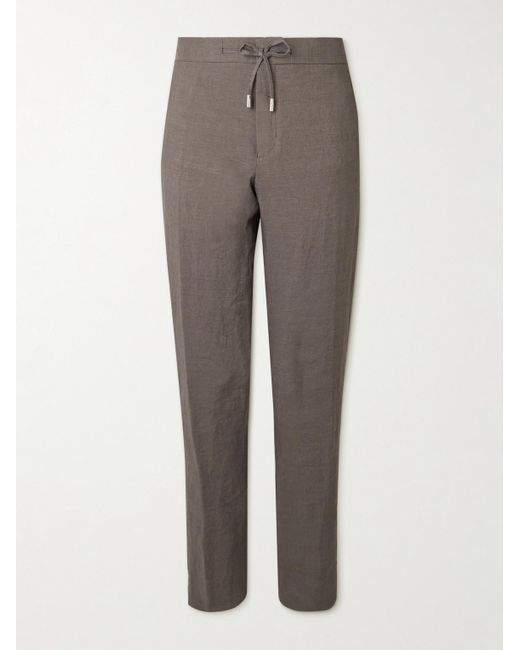 Mr P. Gray James Straight-Leg Slub Linen Drawstring Trousers for men