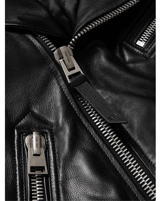 Tom Ford Black Full-Grain Leather Biker Jacket for men