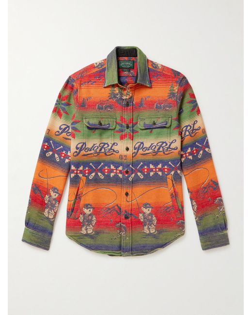 Polo Ralph Lauren Red Brushed Cotton-jacquard Shirt for men