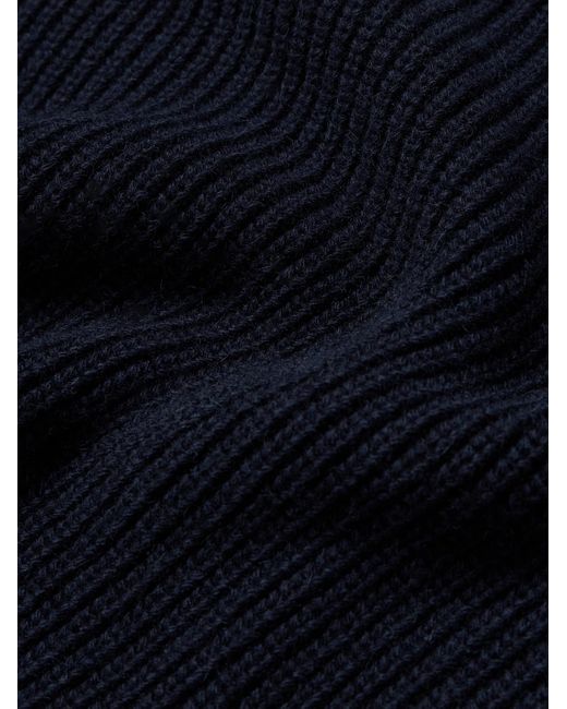 Drake's Blue Integral Ribbed Wool And Alpaca-blend Sweater for men