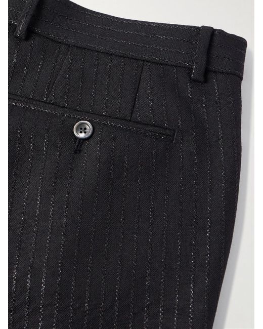 Tom Ford Black Slim-fit Straight-leg Striped Metallic Woven Tuxedo Trousers for men