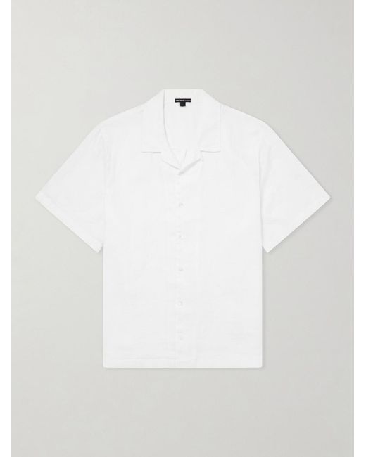 James Perse White Convertible-collar Linen Shirt for men