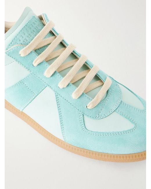 Maison Margiela Blue Replica Leather And Suede Sneakers for men