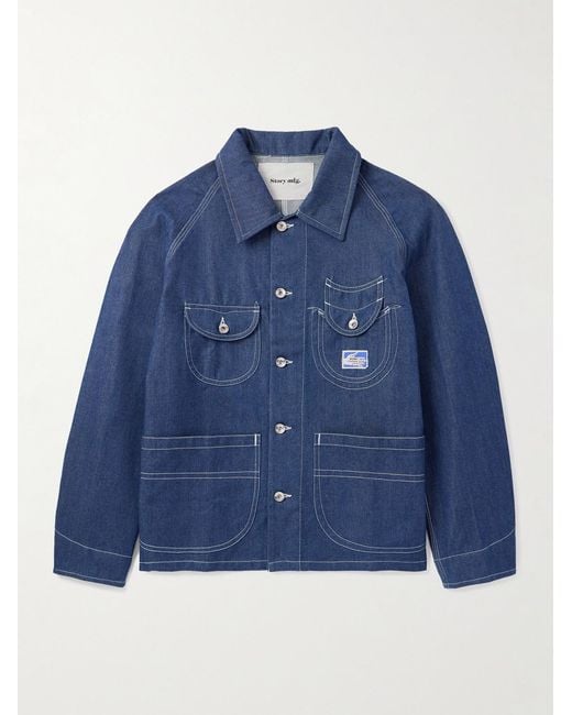 STORY mfg. Blue Wonky-wear Circuit Indigo-dyed Organic Denim Jacket for men