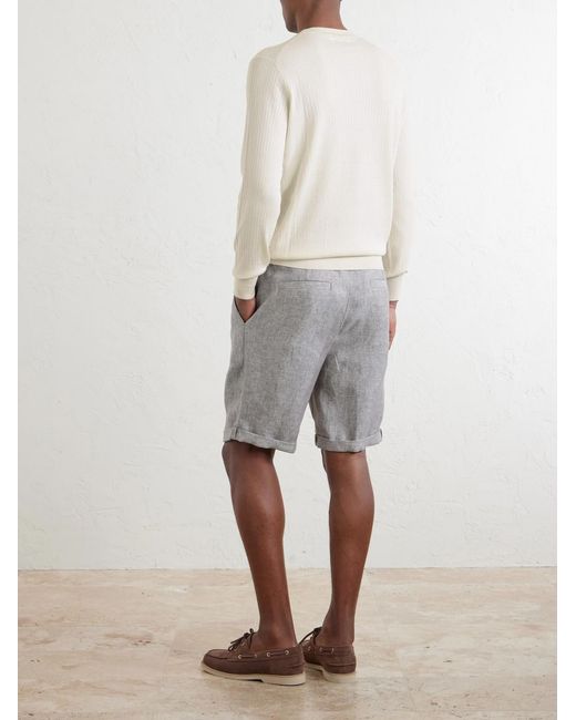 Brunello Cucinelli Natural Knitted Cotton Sweater for men