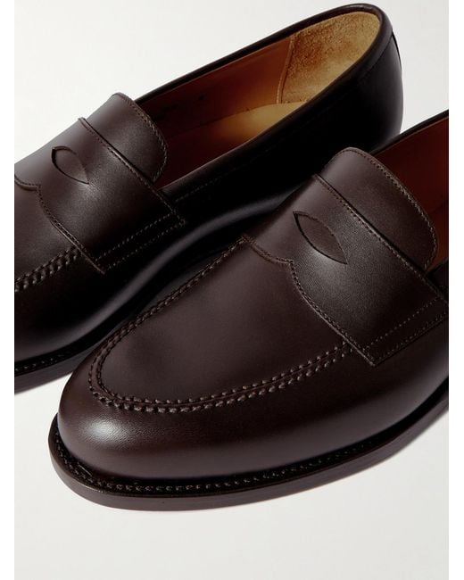 Morjas Brown Leather Penny Loafers for men