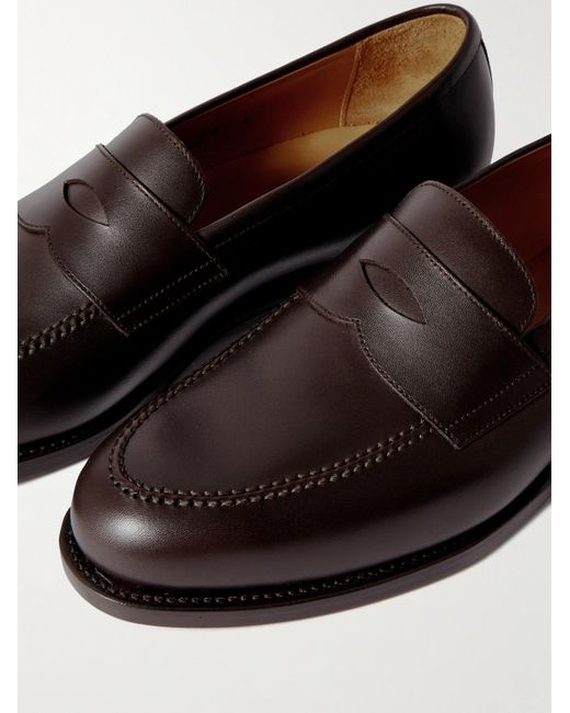 Morjas Brown Leather Penny Loafers for men