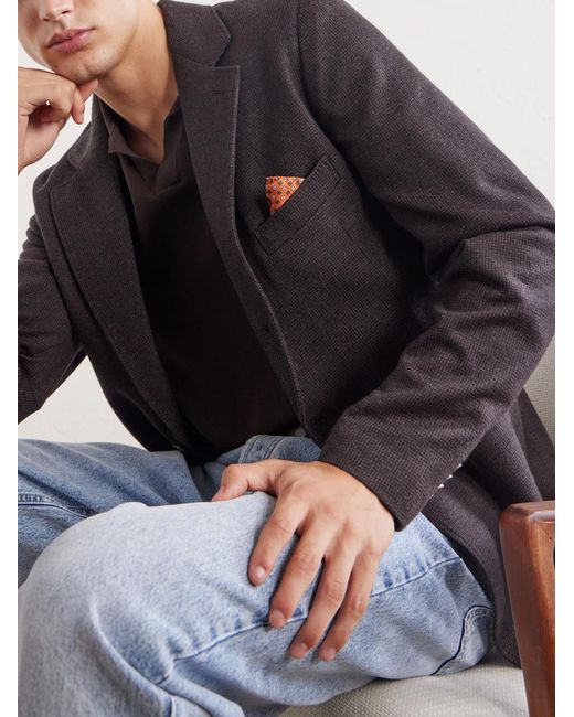 Brioni Black Houndstooth Cashmere Blazer for men
