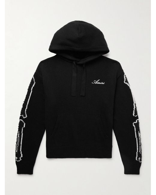 Amiri Bones Kapuzenpullover aus Strick aus einer Baumwollmischung mit Intarsienmotiven und Logostickerei in Black für Herren
